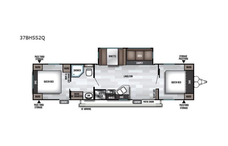 Representative floor plan provided by a trusted RVshare partner.