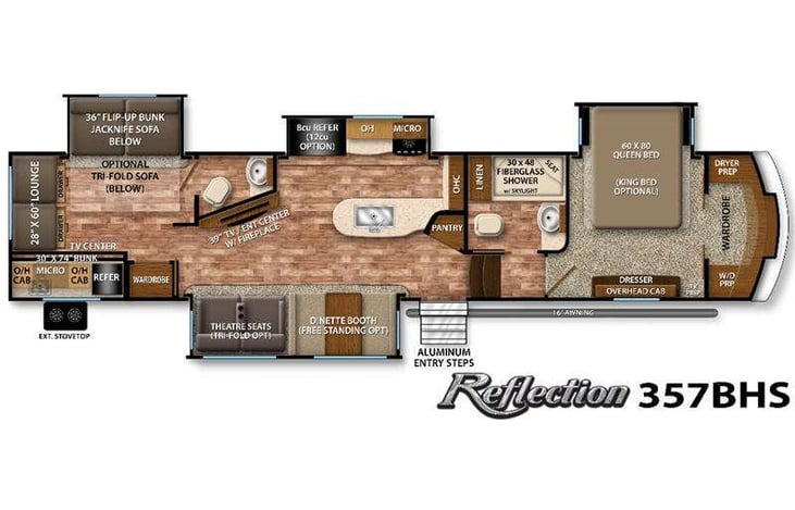 Representative floor plan provided by a trusted RVshare partner.