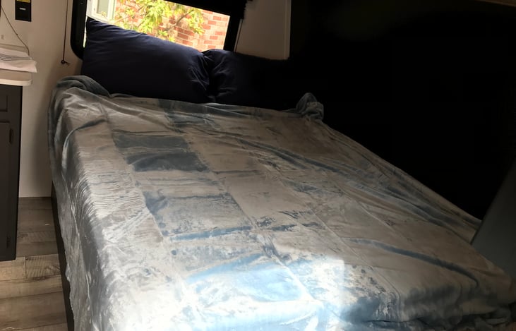 Queen bed at the front