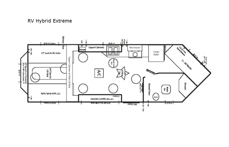 Representative floor plan provided by a trusted RVshare partner.