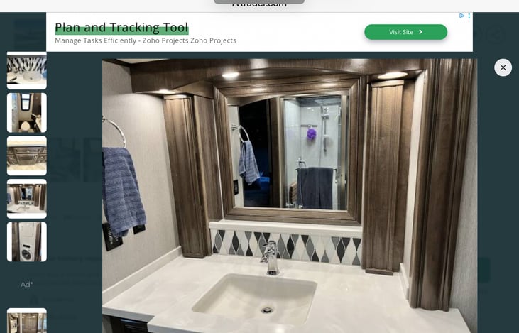 A large master bath vanity area with plenty of storage for Brady care items