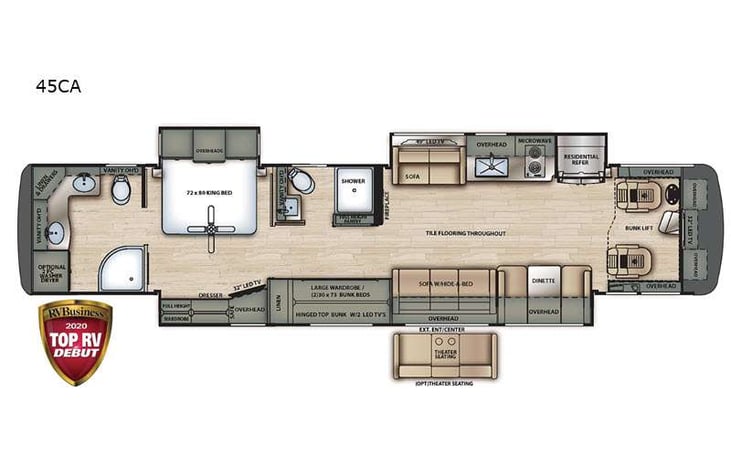 Representative floor plan provided by a trusted RVshare partner.