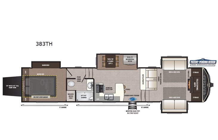 Representative floor plan provided by a trusted RVshare partner.