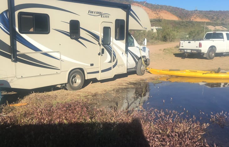 The water rose every day and the RV had to be moved! This is in Arizona a bit east of Phoenix. Roosevelt lake, I think!