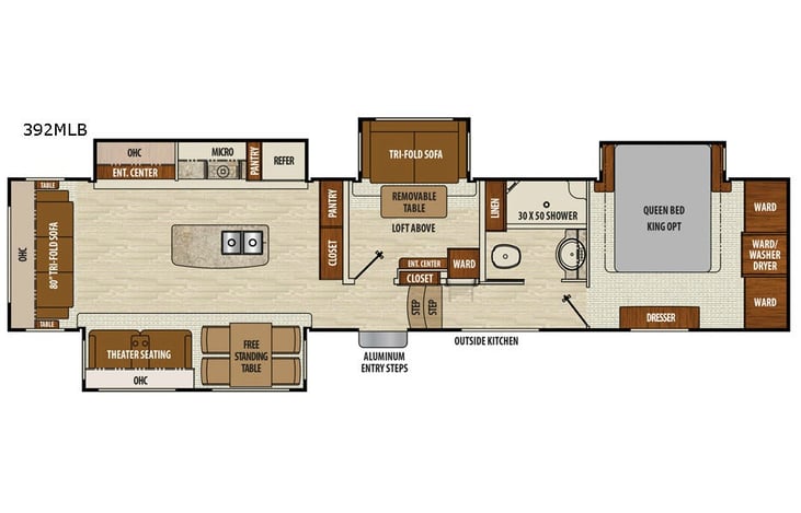 Representative floor plan provided by a trusted RVshare partner.