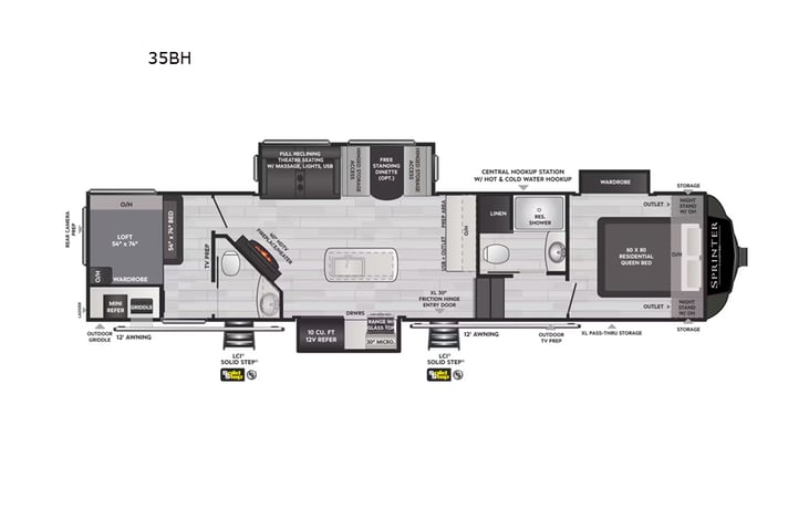 Representative floor plan provided by a trusted RVshare partner.