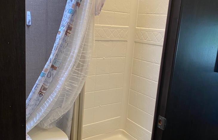 Bathroom with bright ample shower