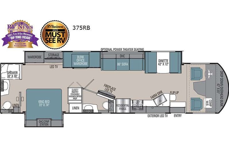 Representative floor plan provided by a trusted RVshare partner.