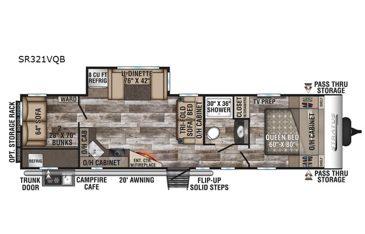 Representative floor plan provided by a trusted RVshare partner.