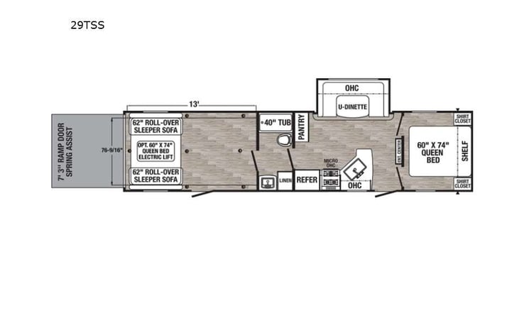 Representative floor plan provided by a trusted RVshare partner.