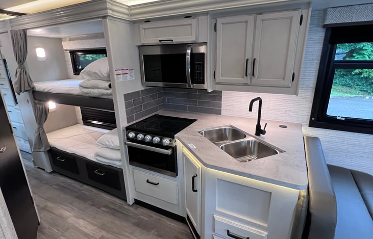 Kitchen and bunk beds