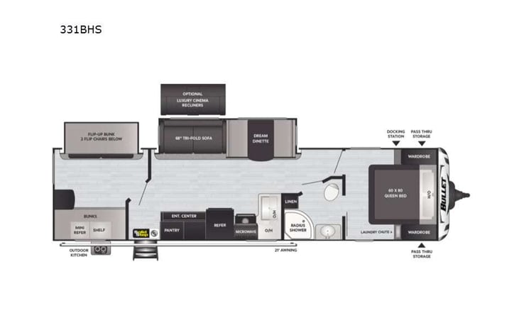 Representative floor plan provided by a trusted RVshare partner.
