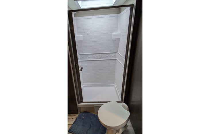 Soft floor. Please be careful. Also loose, iffy shower fittings. If anything leaks in here's on ME, not you.