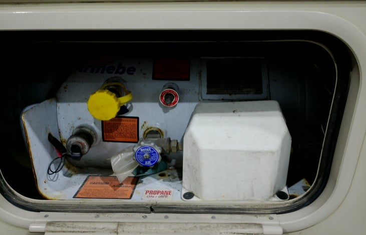 Propane area on right side of RV.
