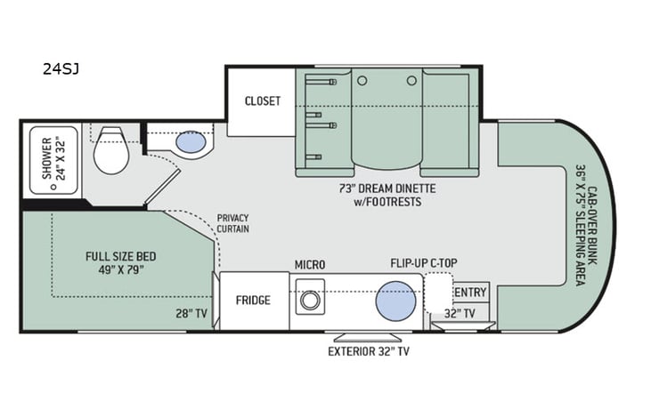 Representative floor plan provided by a trusted RVshare partner.