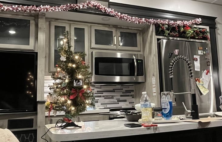 Kitchen with Residential Size Fridge