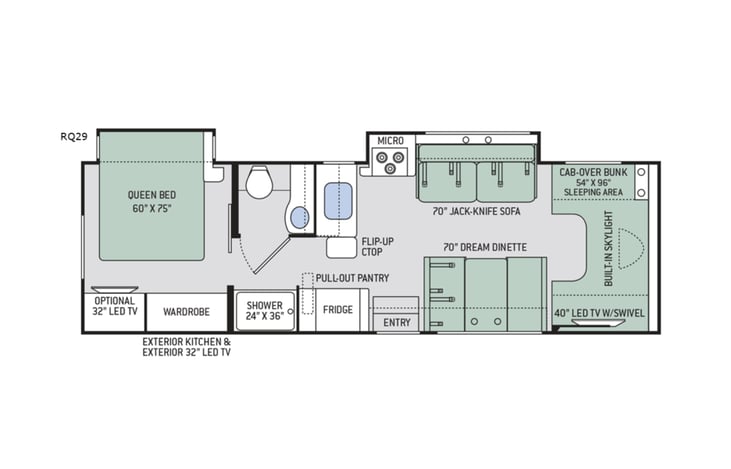 Representative floor plan provided by a trusted RVshare partner.