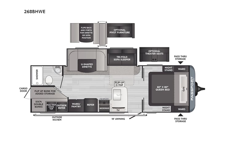 Representative floor plan provided by a trusted RVshare partner.