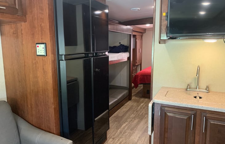 Refrigerator + Kitchen sink