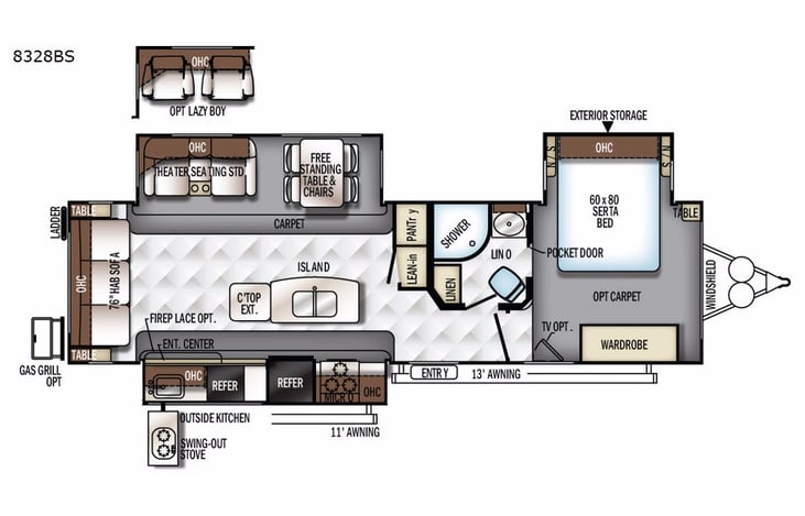 Representative floor plan provided by a trusted RVshare partner.