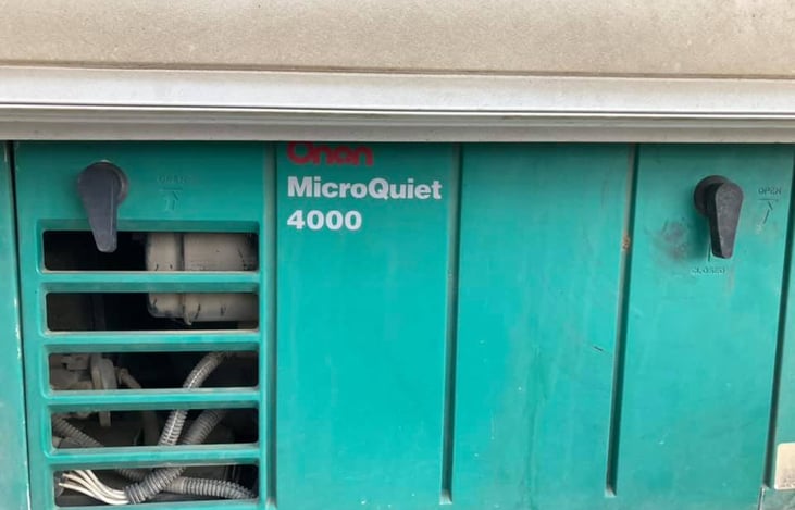 Outside view of the generator.  The generator runs on gasoline from the main tank.  Designed to stop running when the fuel level is below 1/4.