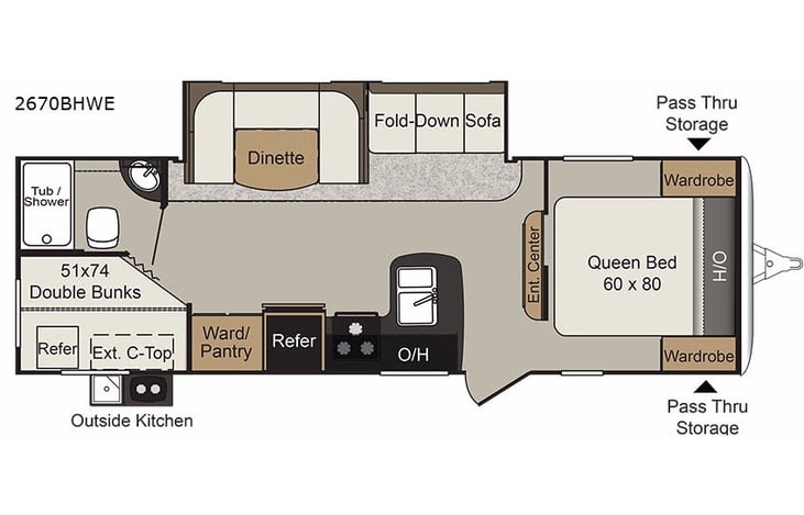 Representative floor plan provided by a trusted RVshare partner.