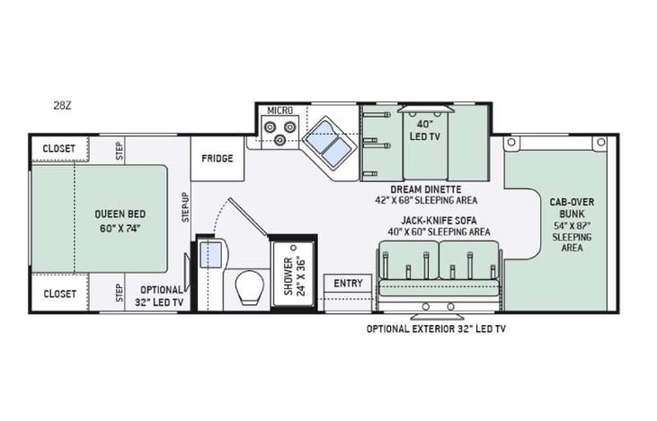 Representative floor plan provided by a trusted RVshare partner.