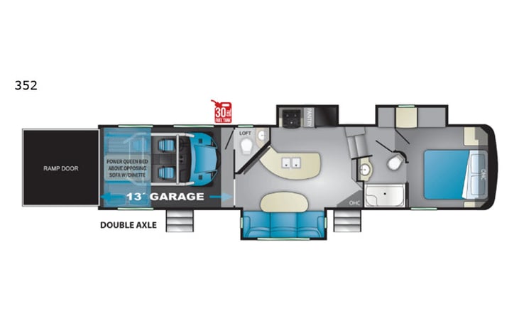 Representative floor plan provided by a trusted RVshare partner.
