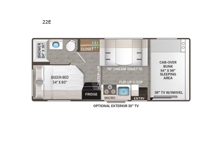 Representative floor plan provided by a trusted RVshare partner.