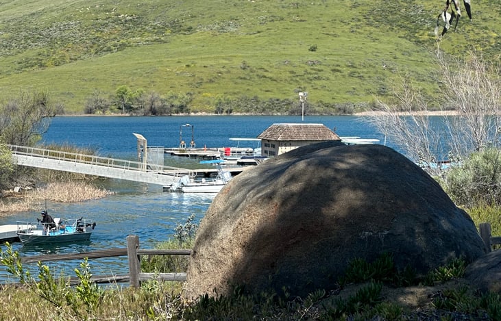 Just a big old bolder right here at the Lake Skinner Marina...