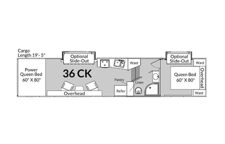 Representative floor plan provided by a trusted RVshare partner.