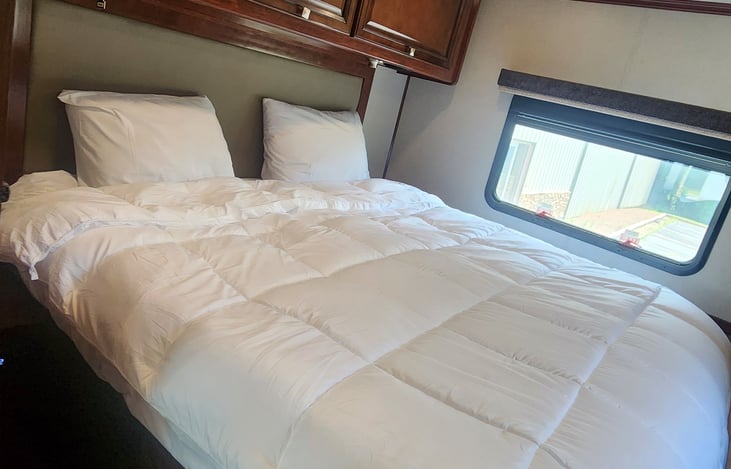 King size bed in bedroom