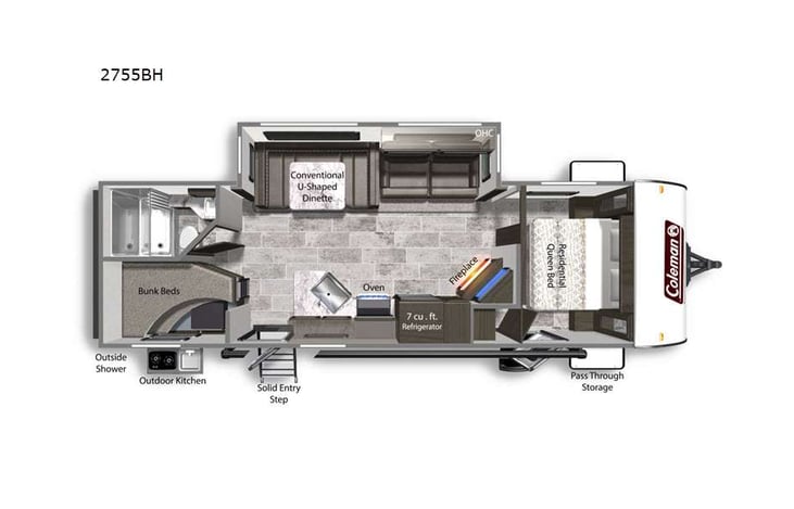 Representative floor plan provided by a trusted RVshare partner.