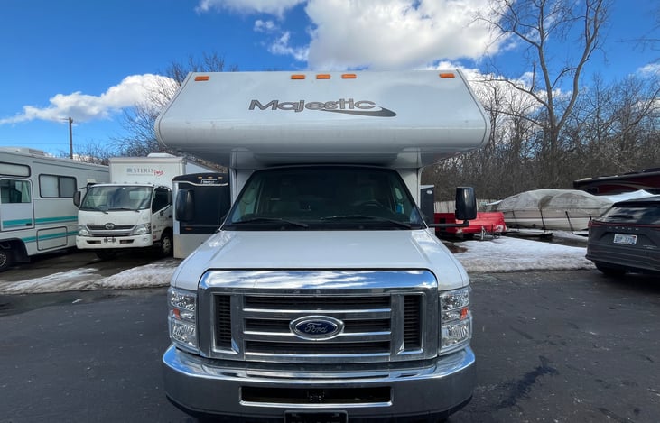 Front end view of the RV