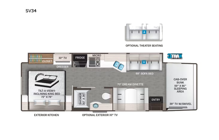 Representative floor plan provided by a trusted RVshare partner.
