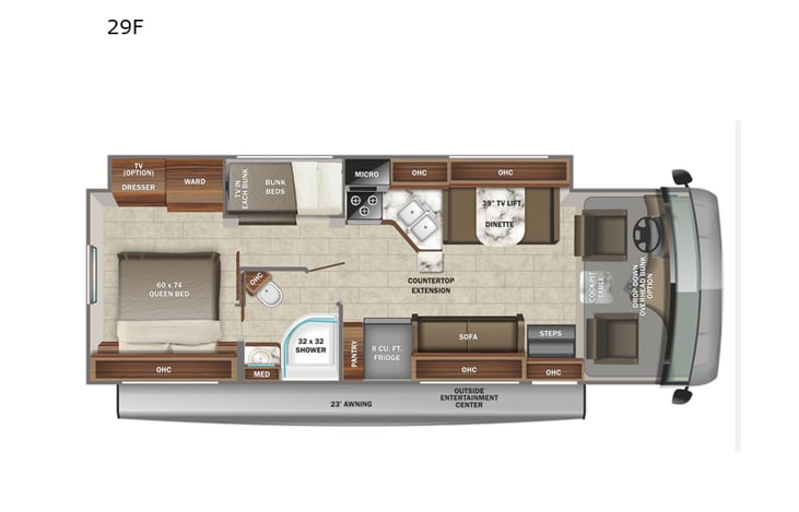 Representative floor plan provided by a trusted RVshare partner.
