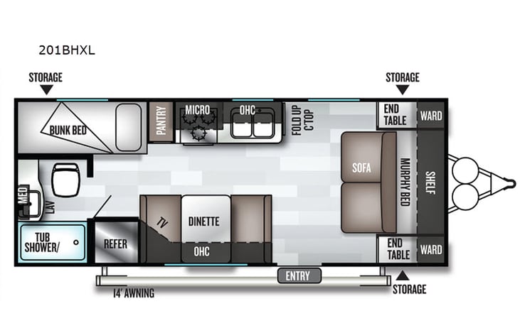 Representative floor plan provided by a trusted RVshare partner.