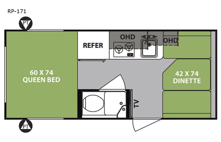 Representative floor plan provided by a trusted RVshare partner.