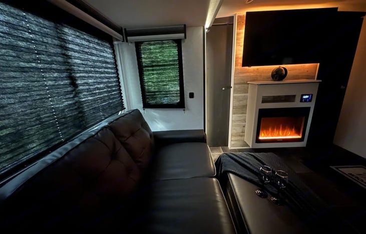 Sofa in living room turns into bed for two