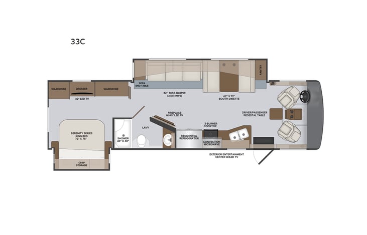 Representative floor plan provided by a trusted RVshare partner.