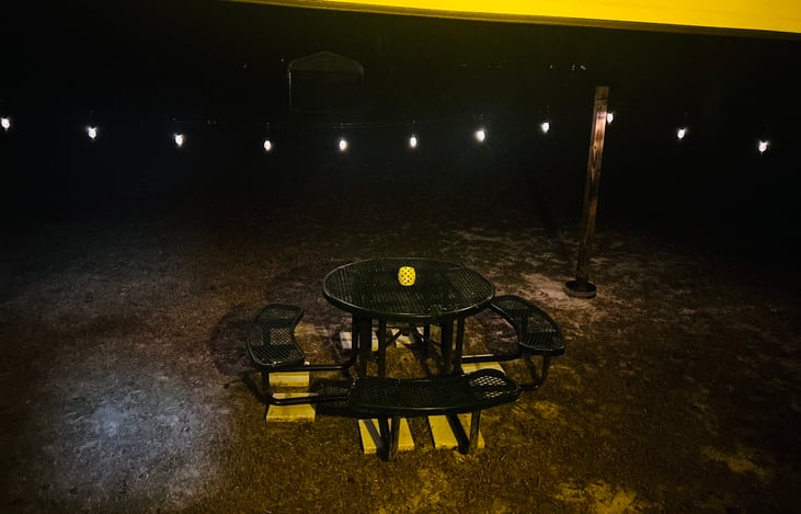 Enjoy evenings outdoors under string lights — perfect for relaxing, dining, or stargazing.