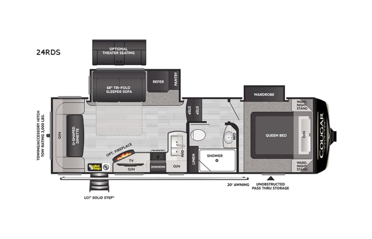 Representative floor plan provided by a trusted RVshare partner.