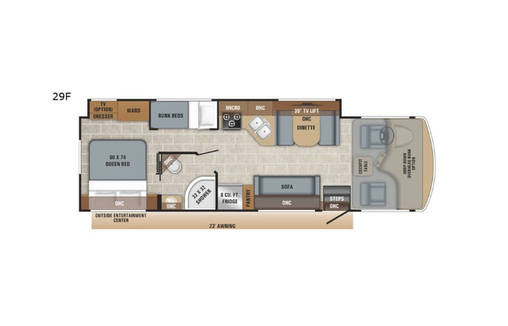 Representative floor plan provided by a trusted RVshare partner.