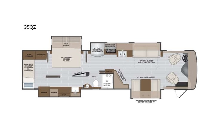 Representative floor plan provided by a trusted RVshare partner.