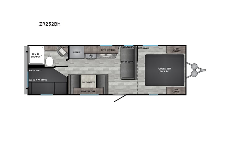 Representative floor plan provided by a trusted RVshare partner.