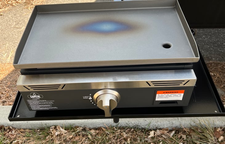 Propane fired griddle included!