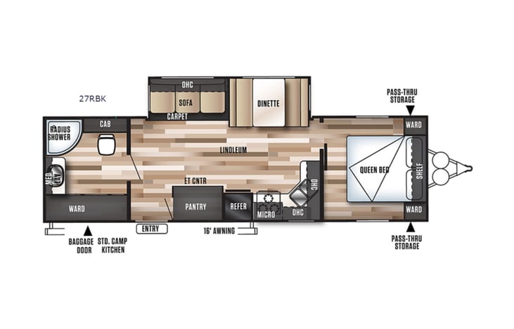 Representative floor plan provided by a trusted RVshare partner.