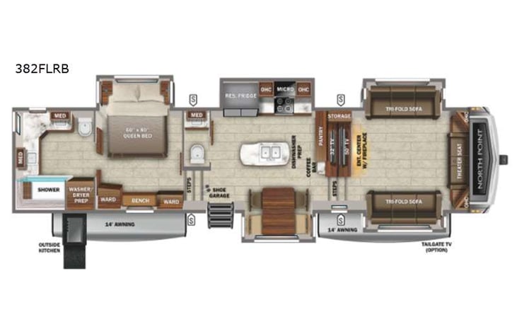 Representative floor plan provided by a trusted RVshare partner.