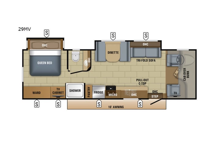 Representative floor plan provided by a trusted RVshare partner.