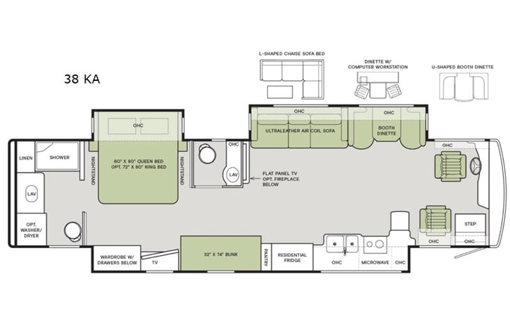 Representative floor plan provided by a trusted RVshare partner.